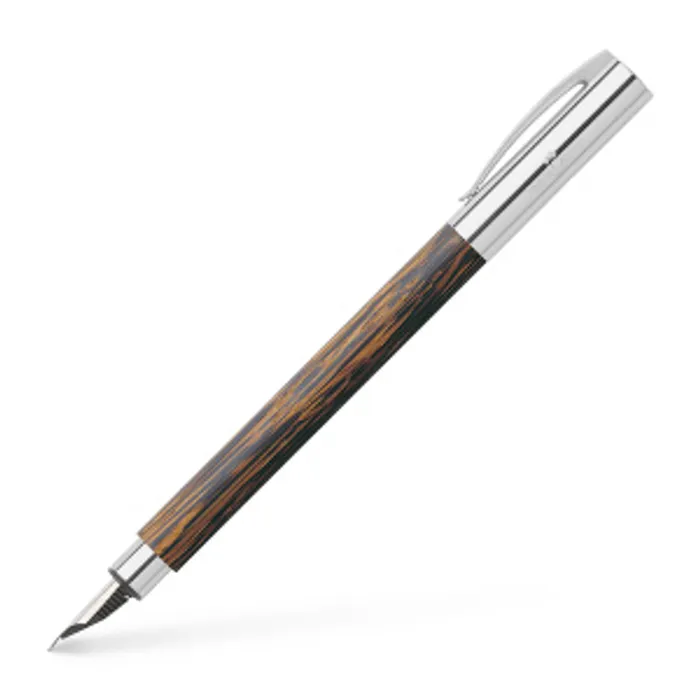 Hauptproduktbild Plnící pero Ambition Coconut Wood B, hnědá žíhaná Faber Castell (148173)
