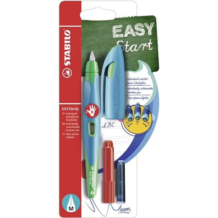 Hauptproduktbild Plnicí pero pro praváky se standardním hrotem M - STABILO EASYbirdy nebeská modrá/zelená