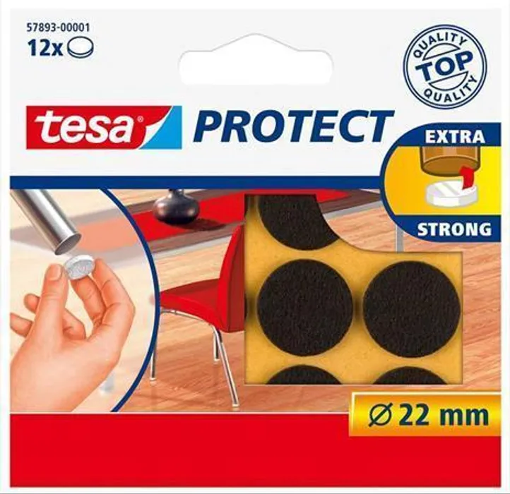 Hauptproduktbild Plstěné samolepicí podložky "Protect 57893", hnědá, 22 mm, TESA