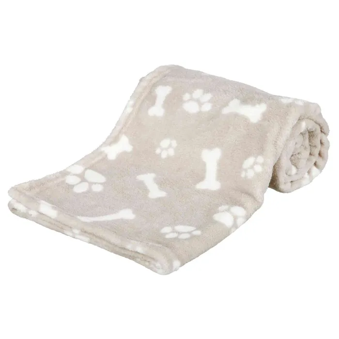 Hauptproduktbild Plyšová deka KENNY, béžová s kostičkami a packami 100 x 75cm
