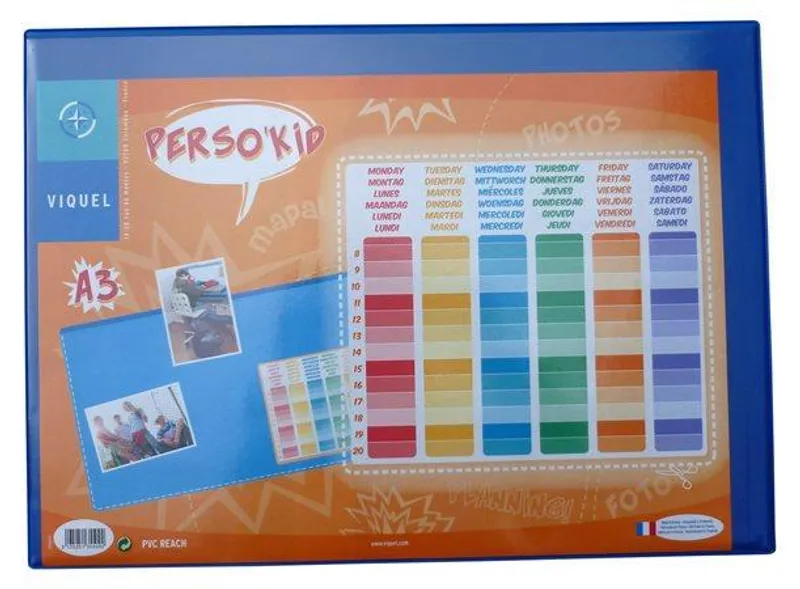 Hauptproduktbild Podložka na stůl, modrá, průhledná kapsa, VIQUEL