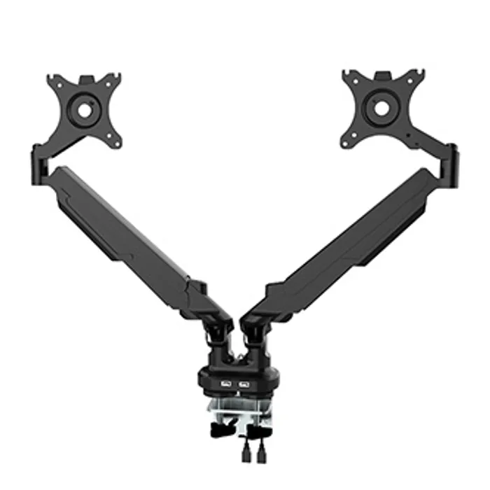 Hauptproduktbild Polohovatelný držák pro 2 monitory, 2-9KG, svorka a průchodka stolu, 17"-32", U