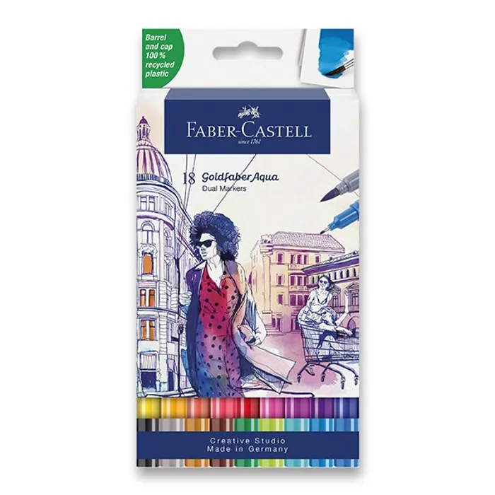 Hauptproduktbild Popisovač Faber-Castell 164618 Goldfaber Aqua Dual Marker sada, 18 barev