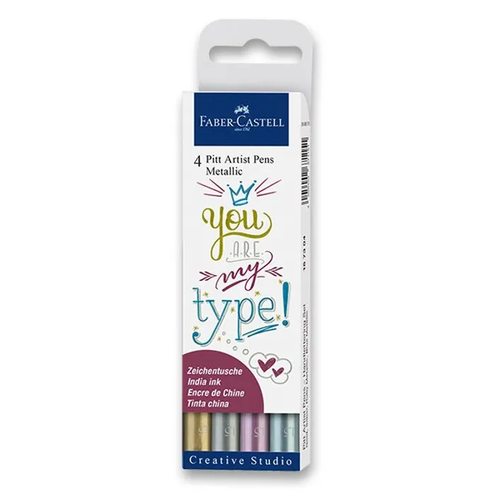 Hauptproduktbild Popisovač Faber-Castell 167304 Pitt Artist Pen 4 barvy, metalické