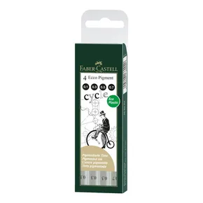 Faber-Castell Ecco Pigment Stift-Set 4er-Pack, schwarz, ungerade Spitzen