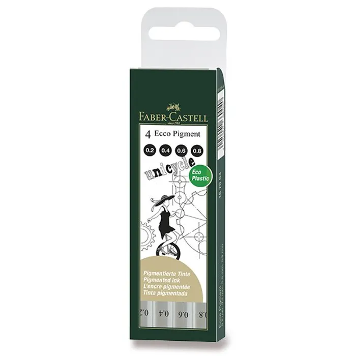Hauptproduktbild Popisovač Faber-Castell Ecco Pigment sada 4 ks, černé, sudé hroty