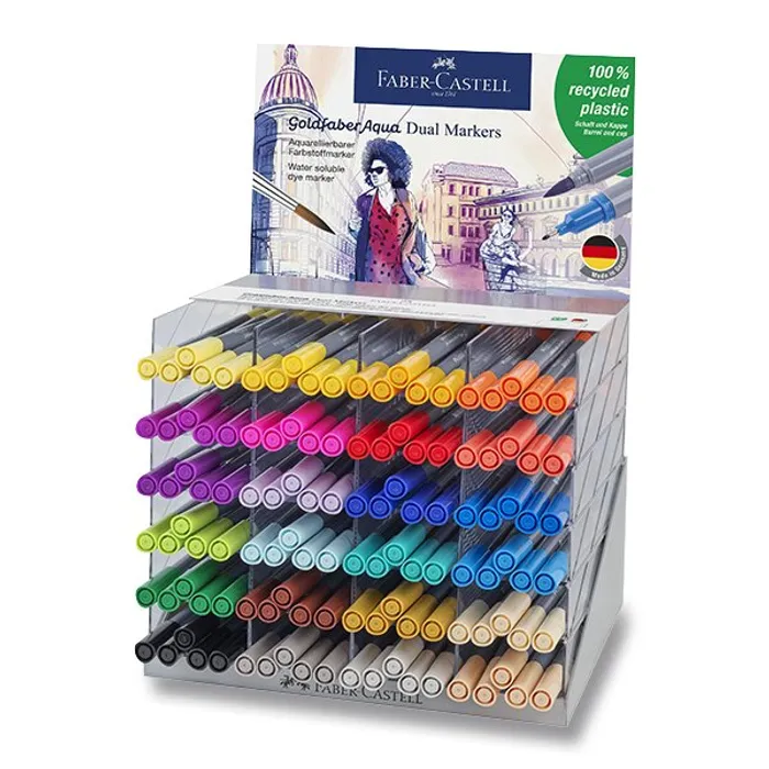 Hauptproduktbild Popisovač Faber-Castell Goldfaber Aqua Dual Marker stojánek, 120 ks