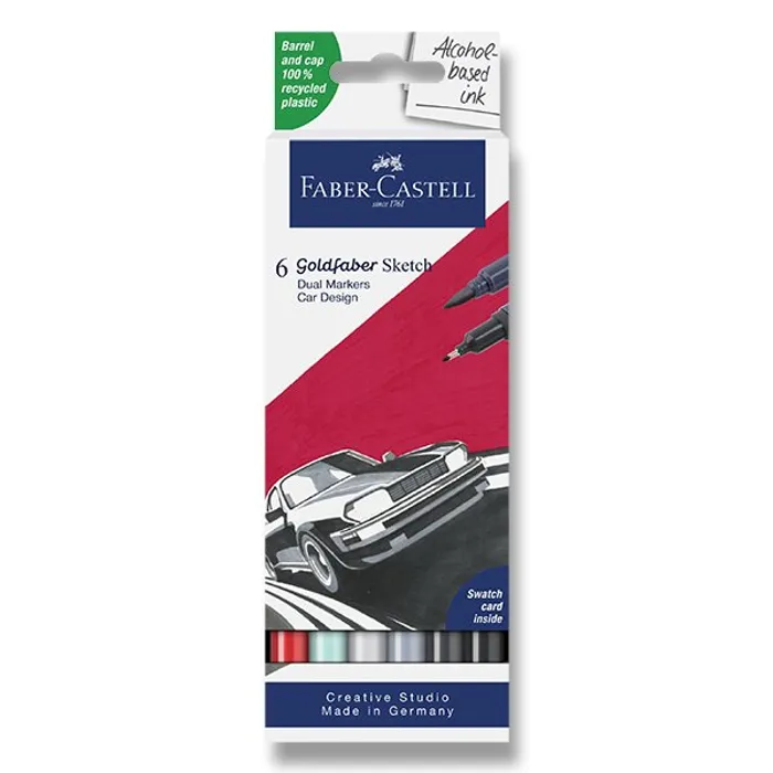 Hauptproduktbild Popisovač Faber-Castell Goldfaber Sketch Dual Marker Car Design sada, 6 barev