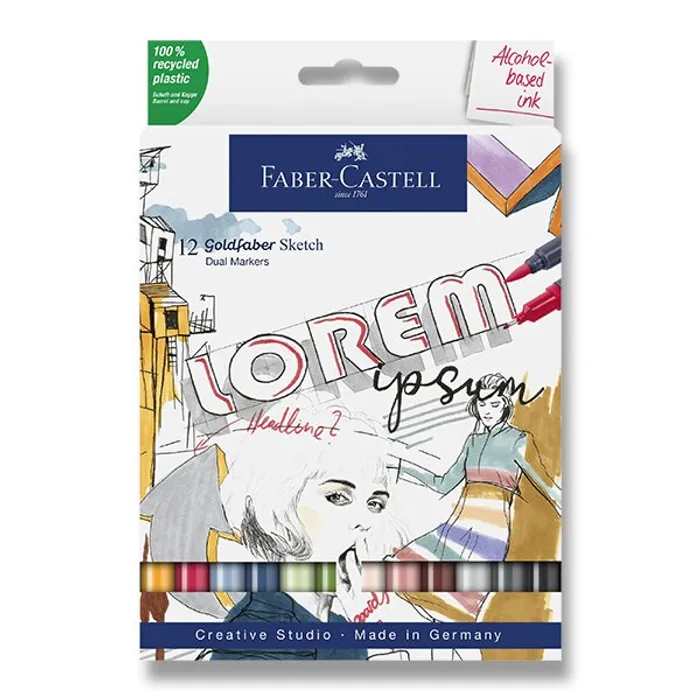 Hauptproduktbild Popisovač Faber-Castell Goldfaber Sketch Dual Marker sada, 12 barev