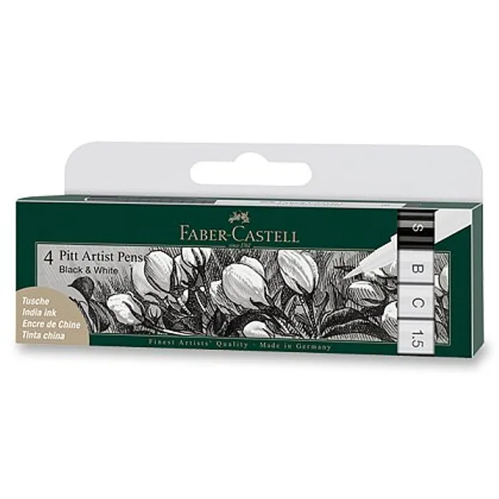 Hauptproduktbild Popisovač Faber-Castell Pitt Artist Pen 4 kusy, black & white