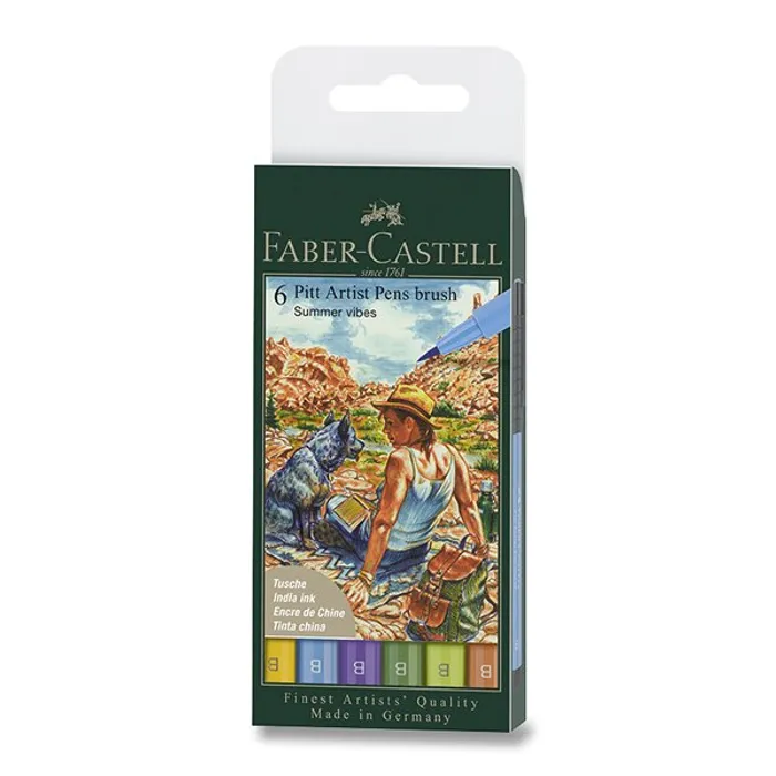 Hauptproduktbild Popisovač Faber-Castell Pitt Artist Pen Brush 6 ks, hrot B, letní odstíny