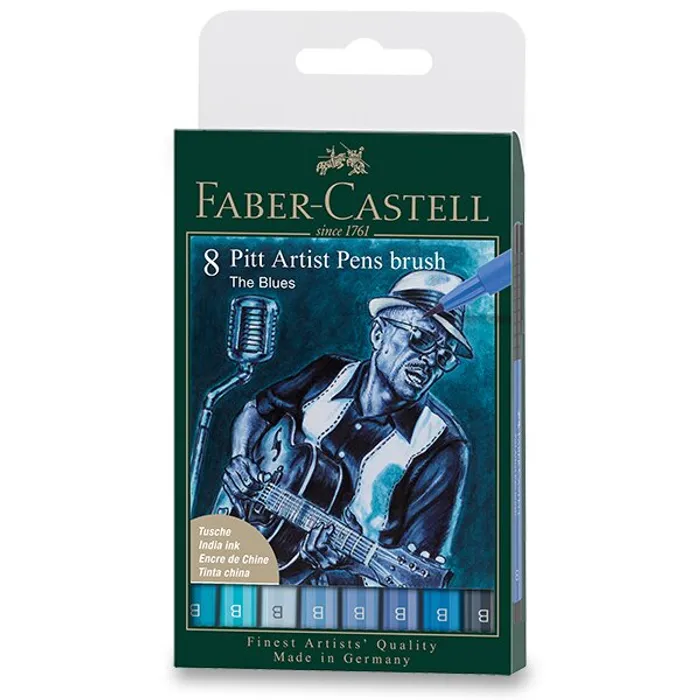 Hauptproduktbild Popisovač Faber-Castell Pitt Artist Pen Brush Blues sada 8 ks, hrot B