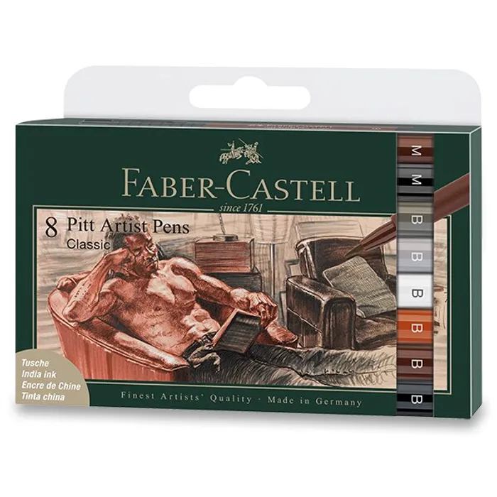 Hauptproduktbild Popisovač Faber-Castell Pitt Artist Pen Brush Classic sada 8 ks, různé hroty