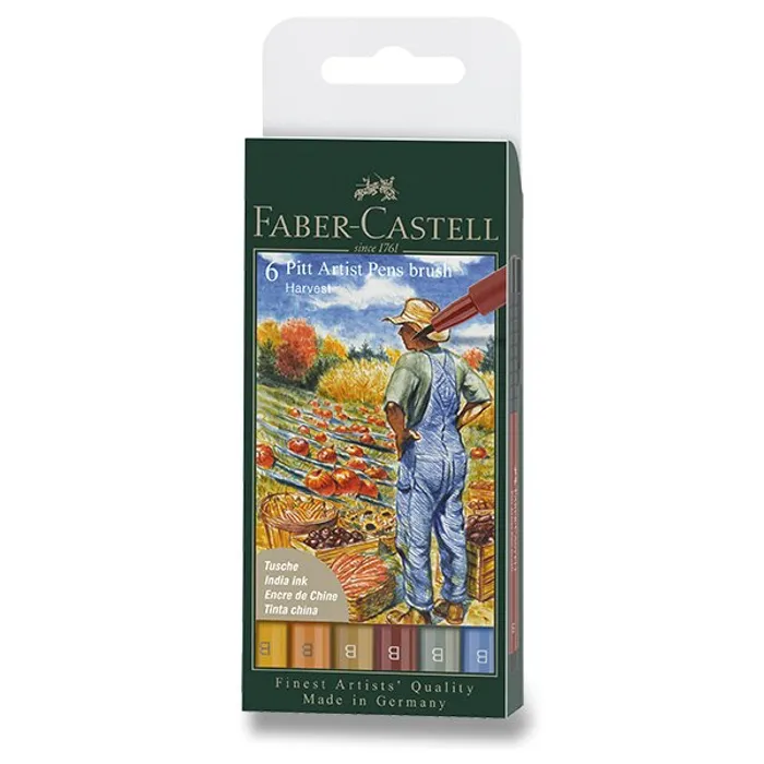 Hauptproduktbild Popisovač Faber-Castell Pitt Artist Pen Brush Fall 6 ks, hrot B, podzimní odstíny
