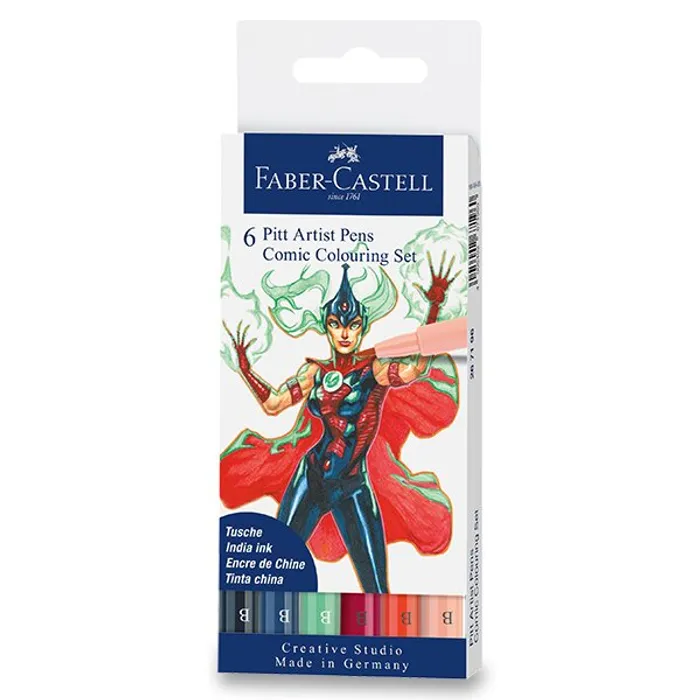 Hauptproduktbild Popisovač Faber-Castell Pitt Artist Pen Comic mix barev, 6 ks