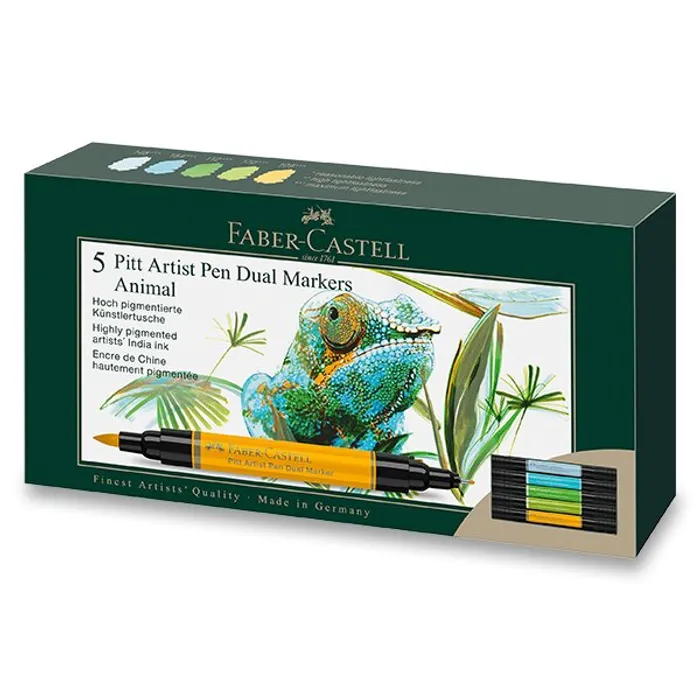 Hauptproduktbild Popisovač Faber-Castell Pitt Artist Pen Dual Marker Animal sada 5 ks