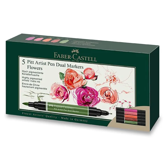 Hauptproduktbild Popisovač Faber-Castell Pitt Artist Pen Dual Marker Flowers sada 5 ks