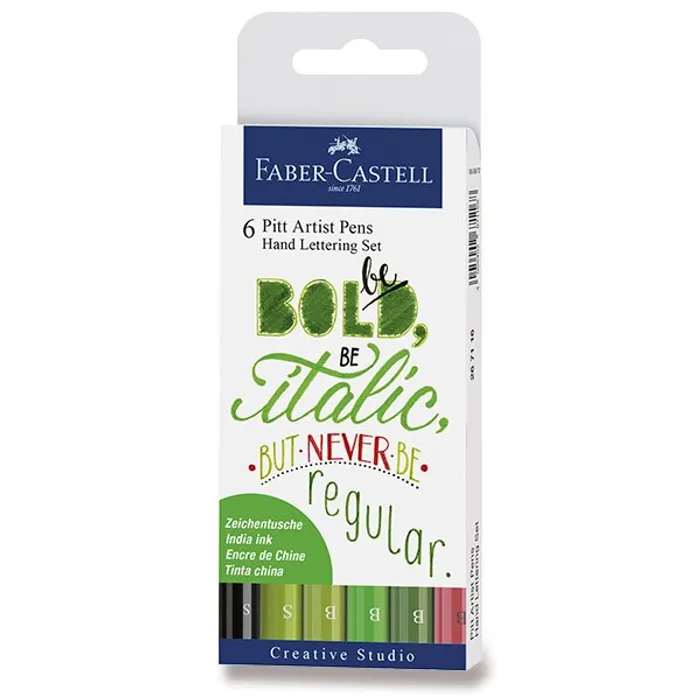Hauptproduktbild Popisovač Faber-Castell Pitt Artist Pen Hand Lettering 6 kusů, zelená sada