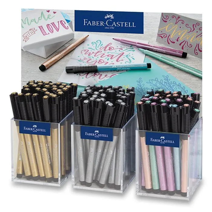 Hauptproduktbild Popisovač Faber-Castell Pitt Artist Pen Metallic stojánek, 90 ks