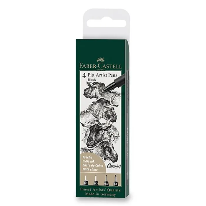 Hauptproduktbild Popisovač Faber-Castell Pitt Artist Pen sada 4 ks, XS, S, F, M, černé