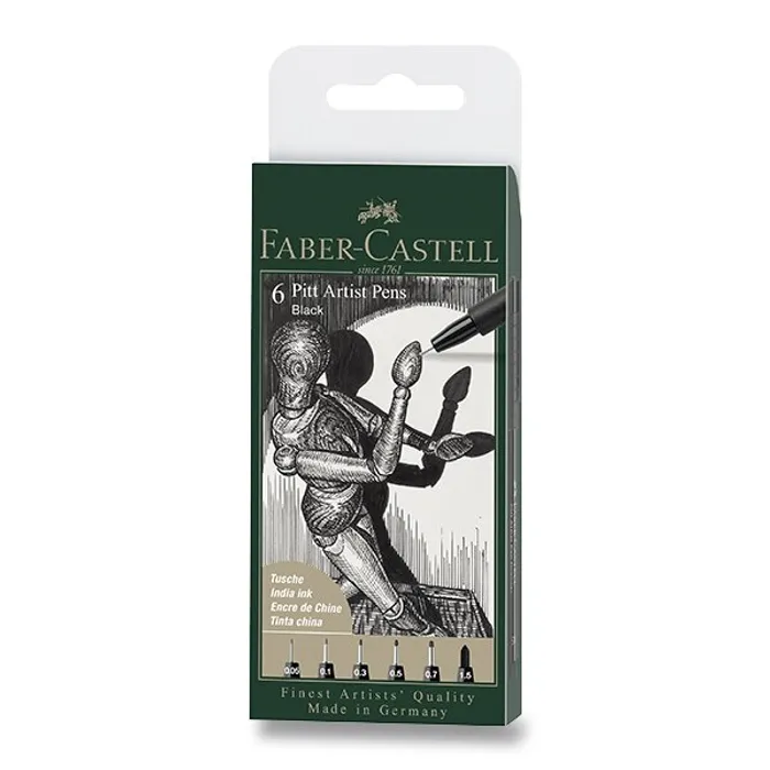 Hauptproduktbild Popisovač Faber-Castell Pitt Artist Pen sada 6 ks, různé hroty, černý