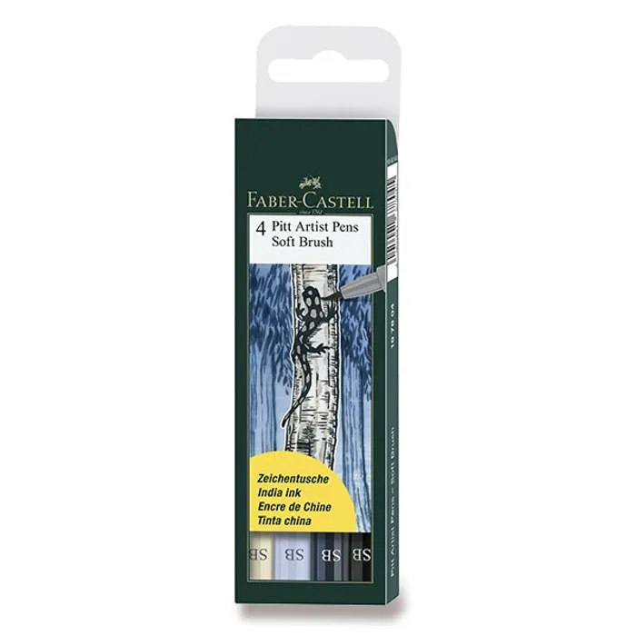 Hauptproduktbild Popisovač Faber-Castell Pitt Artist Pen Soft Brush - 4 kusy