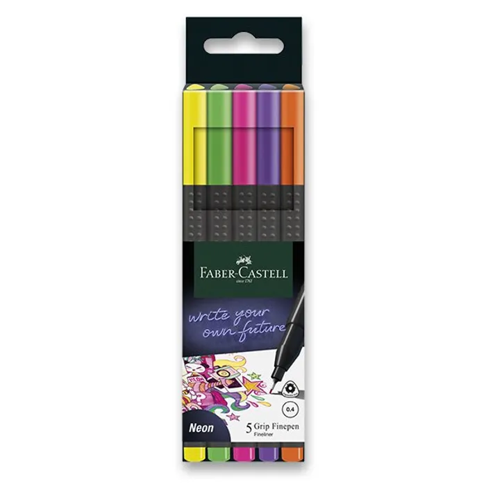 Hauptproduktbild Popisovač Grip Finepen Neon, 0.4 mm, plastové pouzdro 5 k Faber-Castell 151603