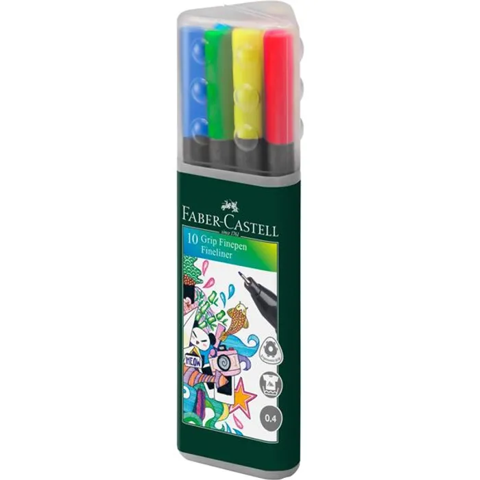 Hauptproduktbild Popisovač Grip Sada 0.4mm, plastový box 10ks Faber Castell 151611