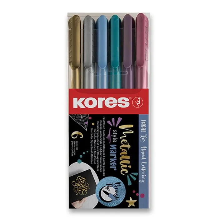 Hauptproduktbild Popisovač Kores Style Brush Marker Metallic, 6 barev