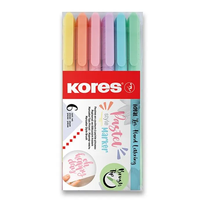 Hauptproduktbild Popisovač Kores Style Brush Marker Pastel, 6 barev