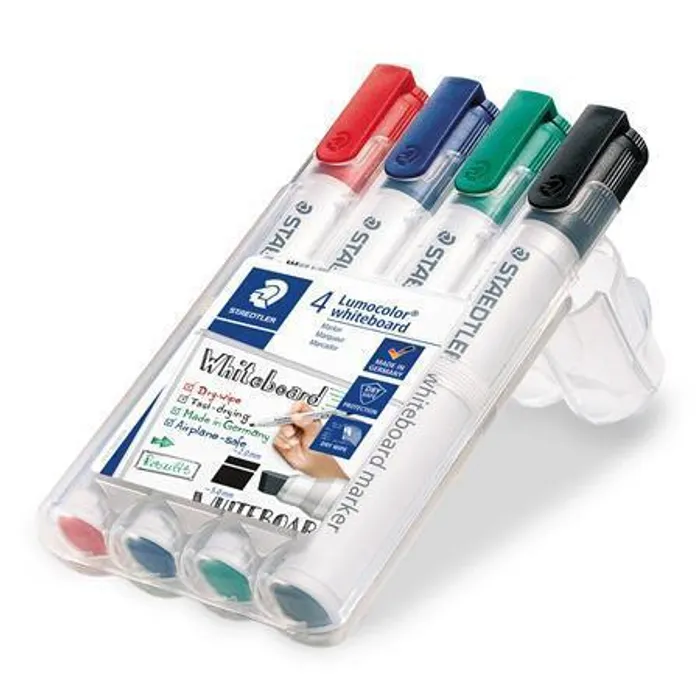 Hauptproduktbild Popisovač na bílou tabuli "Lumocolor 351 B", sada, 4 barvy, klínový hrot, STAEDTLER