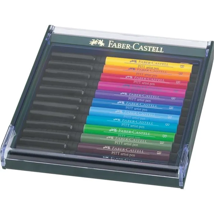 Hauptproduktbild Popisovač Pitt Artist Pen Brush 12ks, základní barvy  Faber Castell 267421