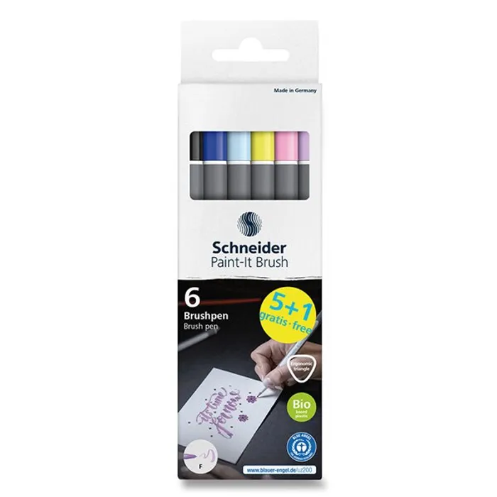 Hauptproduktbild Popisovač Schneider Paint-it 070 Brush sada, 6 ks, pastelové barvy