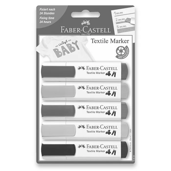 Hauptproduktbild Popisovače Faber-Castell 159530 textilní, Baby barvy, sada 5 ks