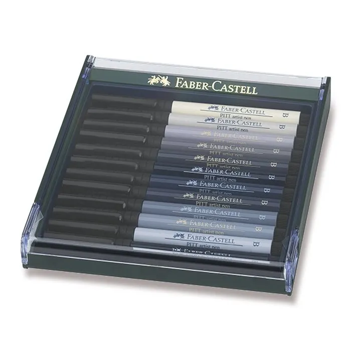 Hauptproduktbild Popisovače Faber-Castell 267423 Pitt Artist Pen Brush 12 ks, odstíny šedi