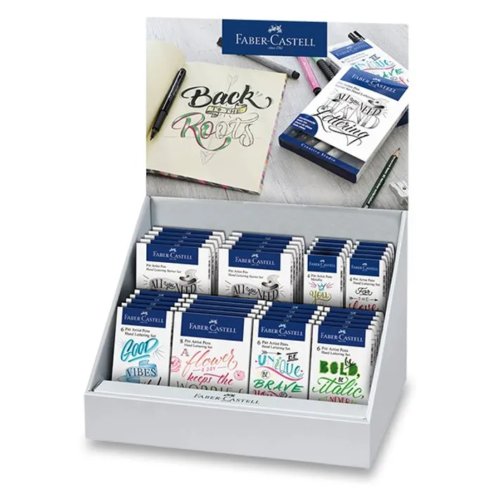 Hauptproduktbild Popisovače Faber-Castell Pitt Artist Pen Hand Lettering stojánek, 40 ks