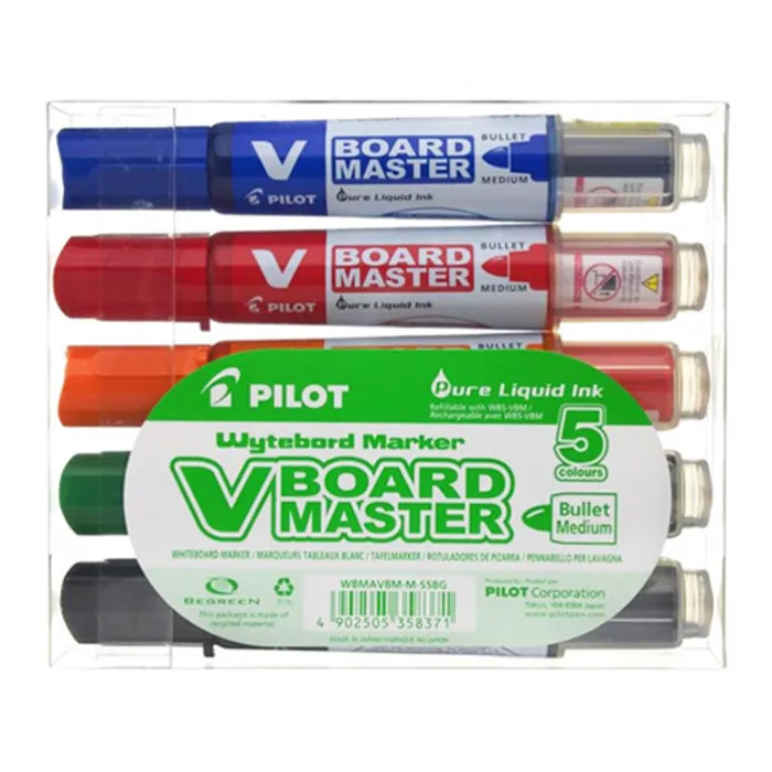 Hauptproduktbild Popisovače "V-Board Master" na bílou tabuli – sada, 5 barev, kuželový hrot, 2,3 mm, PILOT