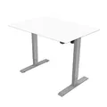 Arbeitstisch, weisse Tischplatte, 75x120cm, Reichweite 500 mm, grau, 70 kg Gewicht, ergo