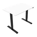 Arbeitstisch, weisse Tischplatte, 75x120cm, Reichweite 500 mm, schwarz, 70 kg Gewicht, ergo