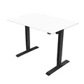 Arbeitstisch, weisse Tischplatte, 75x140cm, Reichweite 500 mm, schwarz, 70 kg Gewicht, ergo