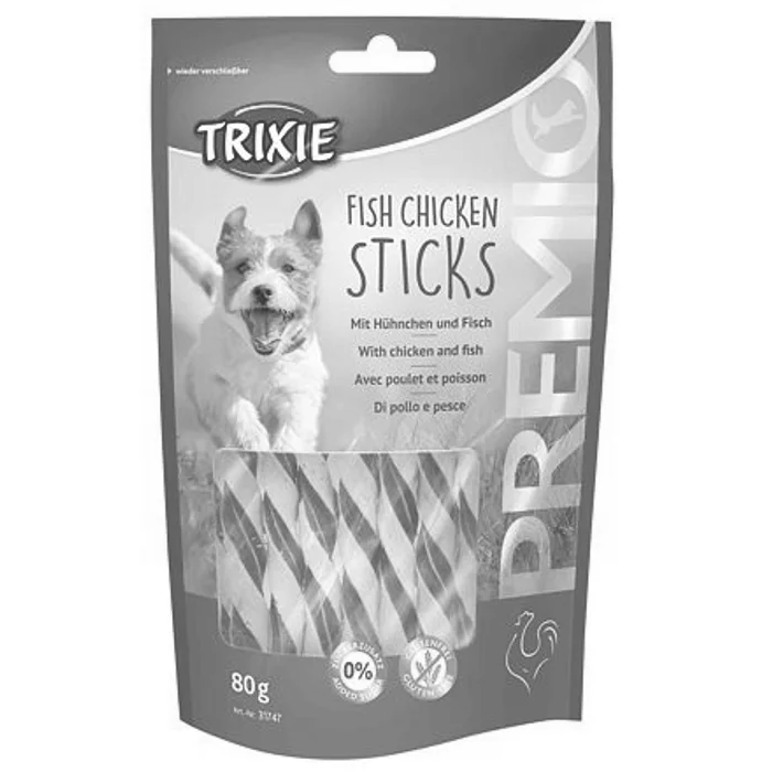 Hauptproduktbild Premio FISH CHICKEN STICKS měkké tyčinky kuře s rybou 80 g