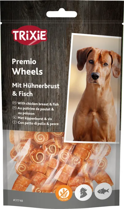 Hauptproduktbild Premio FISH CHICKEN WHEELS měkká kolečka kuře s rybou 75 g