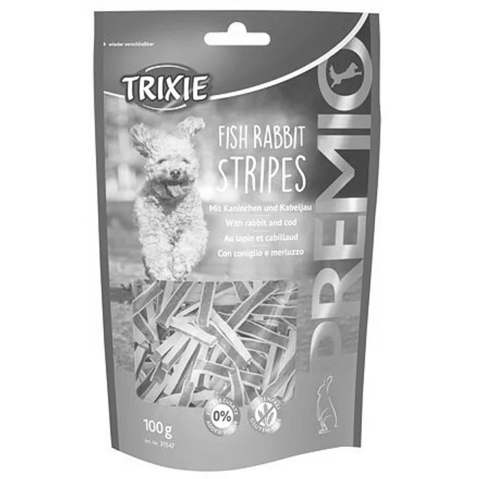 Hauptproduktbild Premio FISH RABBIT STRIPES kousky s rybou a králíkem 100 g