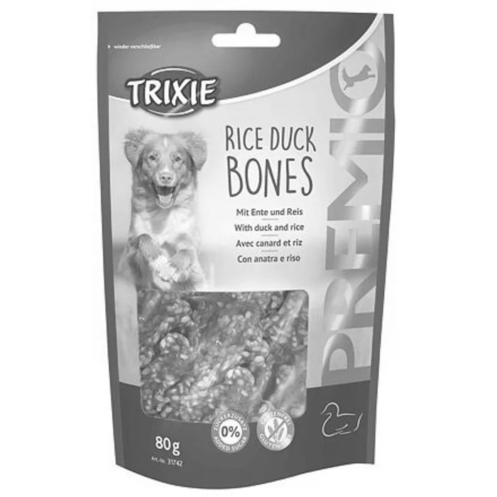 Hauptproduktbild Premio RICE DUCK BONES - kostičky s kachnou a rýží 80 g