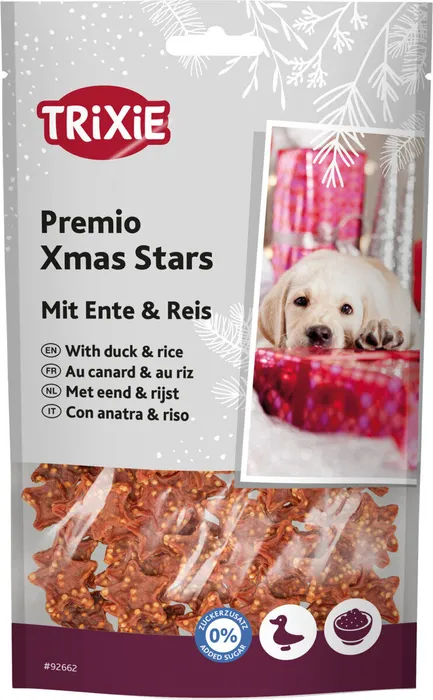 Hauptproduktbild PREMIO Xmas Stars, vánoční pamlsek kachna s rýží, 100 g