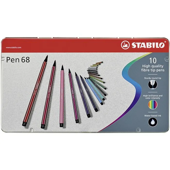 Hauptproduktbild Prémiový vláknový fix - STABILO Pen 68 - 10 ks sada v plechu