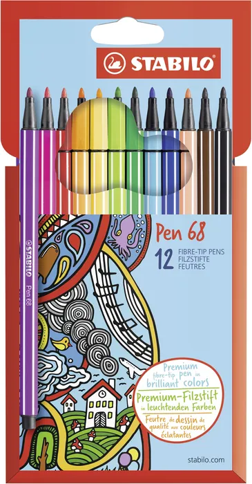 Hauptproduktbild Prémiový vláknový fix - STABILO Pen 68 - 12 ks sada