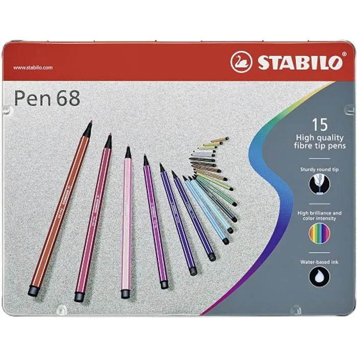 Hauptproduktbild Prémiový vláknový fix - STABILO Pen 68 - 15 ks sada v plechu