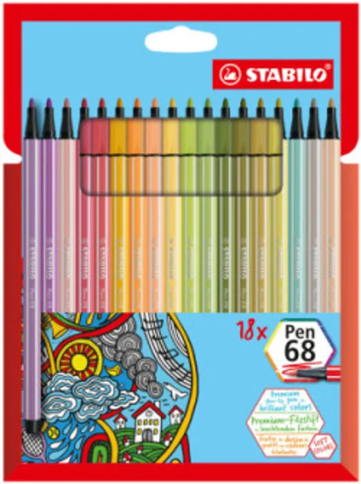 Hauptproduktbild Prémiový vláknový fix - STABILO Pen 68 - 18 ks sada