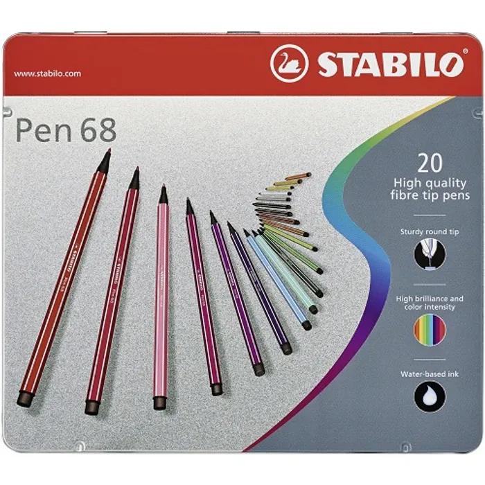 Hauptproduktbild Prémiový vláknový fix - STABILO Pen 68 - 20 ks sada v plechu